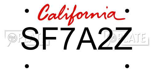 SF7A2Z California License Plate