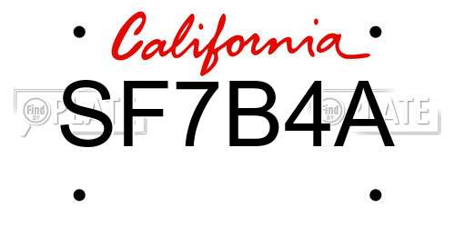 SF7B4A California License Plate