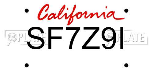 SF7Z9I California License Plate