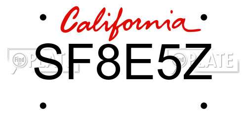 SF8E5Z California License Plate