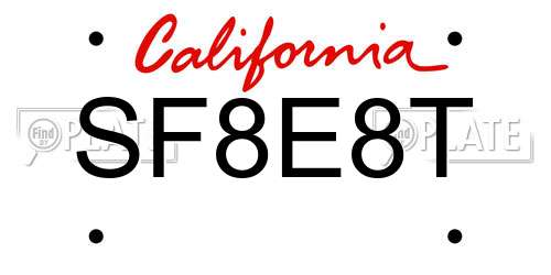 SF8E8T California License Plate
