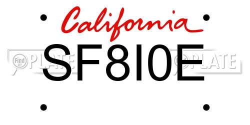 SF8I0E California License Plate