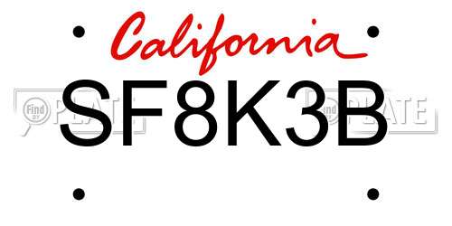 SF8K3B California License Plate
