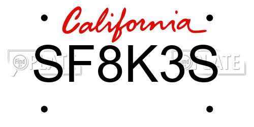 SF8K3S California License Plate