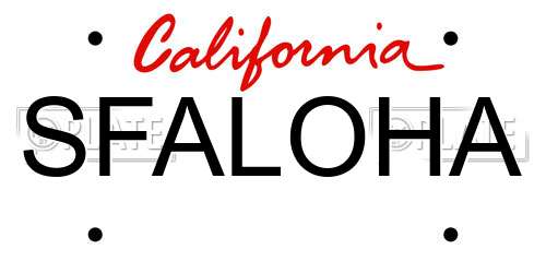 SFALOHA California License Plate