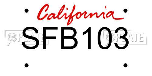 SFB103 California License Plate