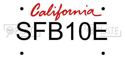 SFB10E California License Plate