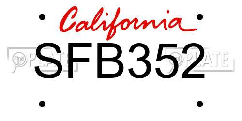 SFB352 California License Plate