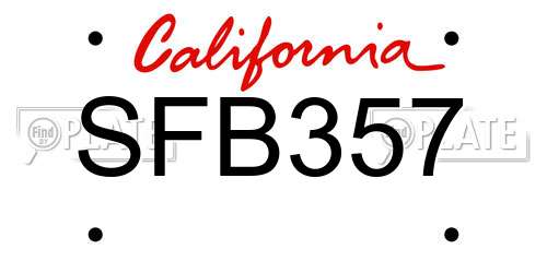 SFB357 California License Plate