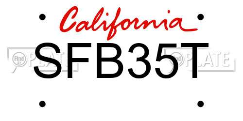 SFB35T California License Plate
