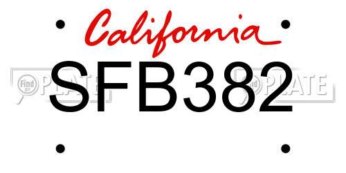 SFB382 California License Plate
