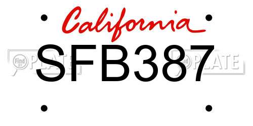 SFB387 California License Plate