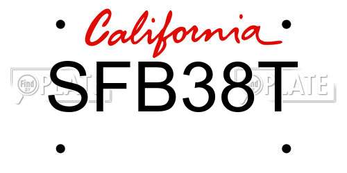 SFB38T California License Plate