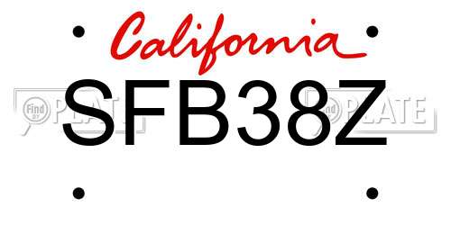 SFB38Z California License Plate