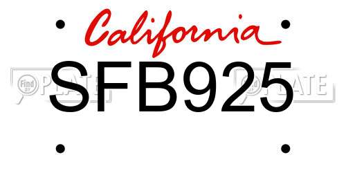 SFB925 California License Plate