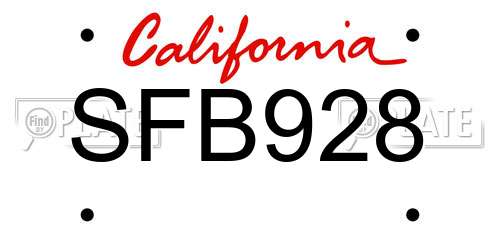 SFB928 California License Plate