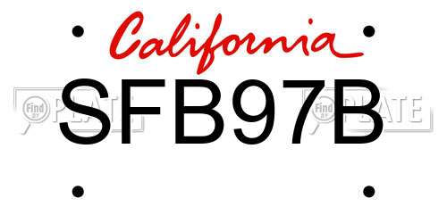 SFB97B California License Plate