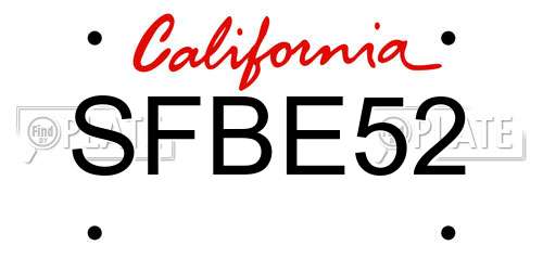SFBE52 California License Plate