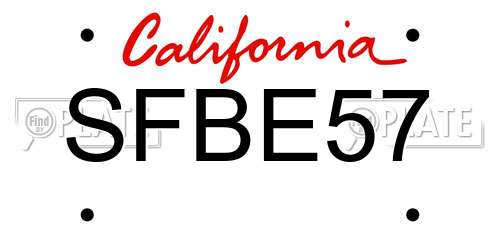 SFBE57 California License Plate