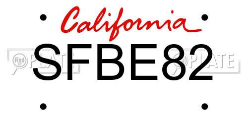 SFBE82 California License Plate