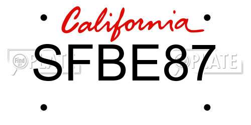 SFBE87 California License Plate