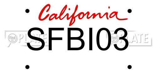 SFBI03 California License Plate