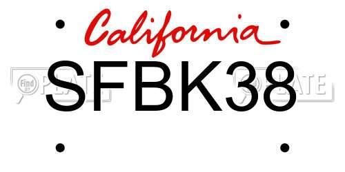 SFBK38 California License Plate