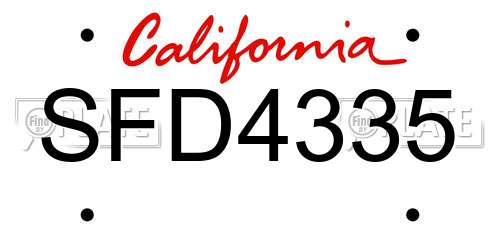 SFD4335 California License Plate