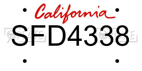 SFD4338 California License Plate