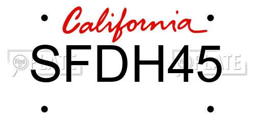 SFDH45 California License Plate