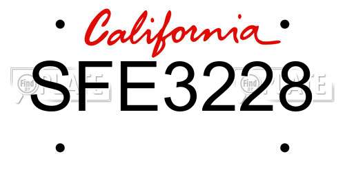 SFE3228 California License Plate