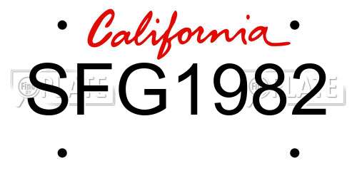SFG1982 California License Plate