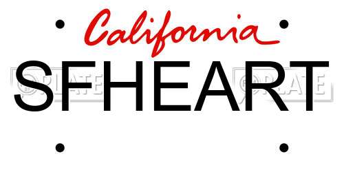 SFHEART California License Plate
