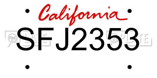 SFJ2353 California License Plate