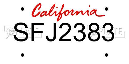 SFJ2383 California License Plate