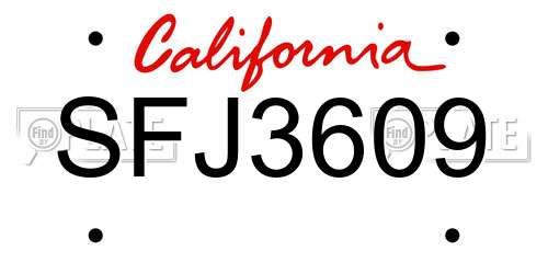 SFJ3609 California License Plate