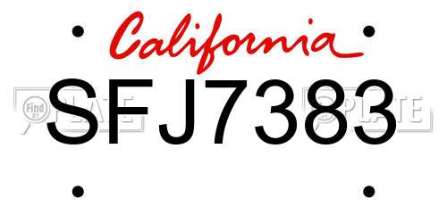 SFJ7383 California License Plate