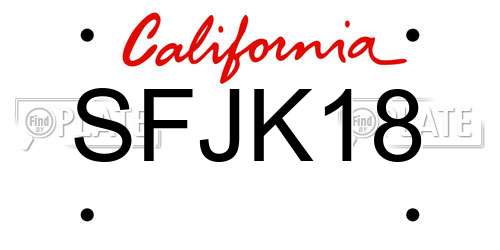 SFJK18 California License Plate