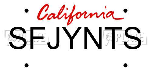 SFJYNTS California License Plate