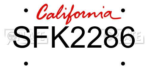 SFK2286 California License Plate