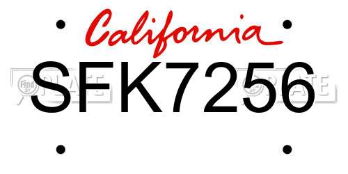 SFK7256 California License Plate