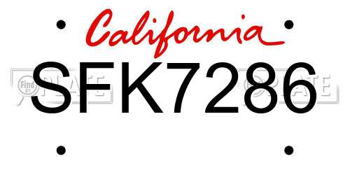 SFK7286 California License Plate