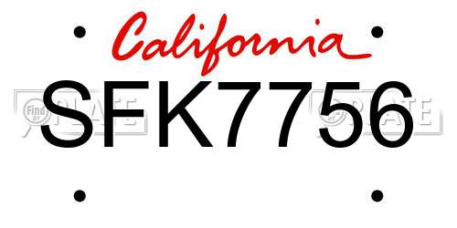SFK7756 California License Plate