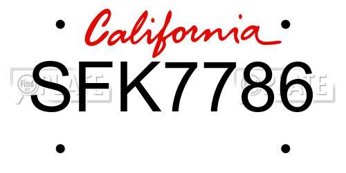 SFK7786 California License Plate