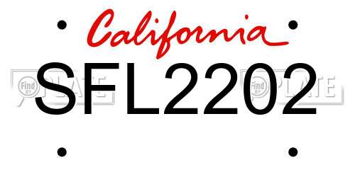 SFL2202 California License Plate