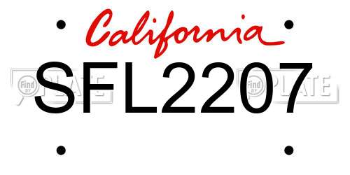 SFL2207 California License Plate