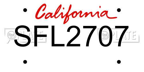 SFL2707 California License Plate