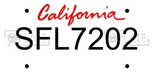 SFL7202 California License Plate