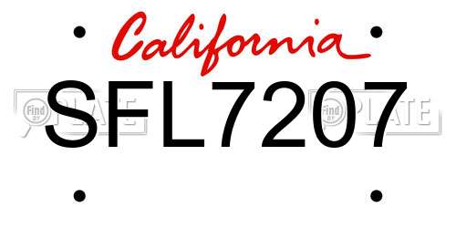 SFL7207 California License Plate