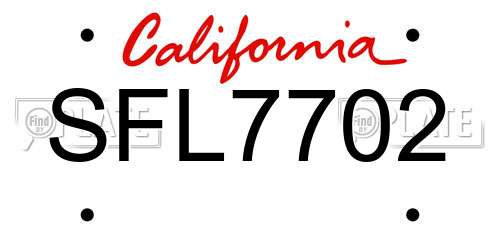 SFL7702 California License Plate
